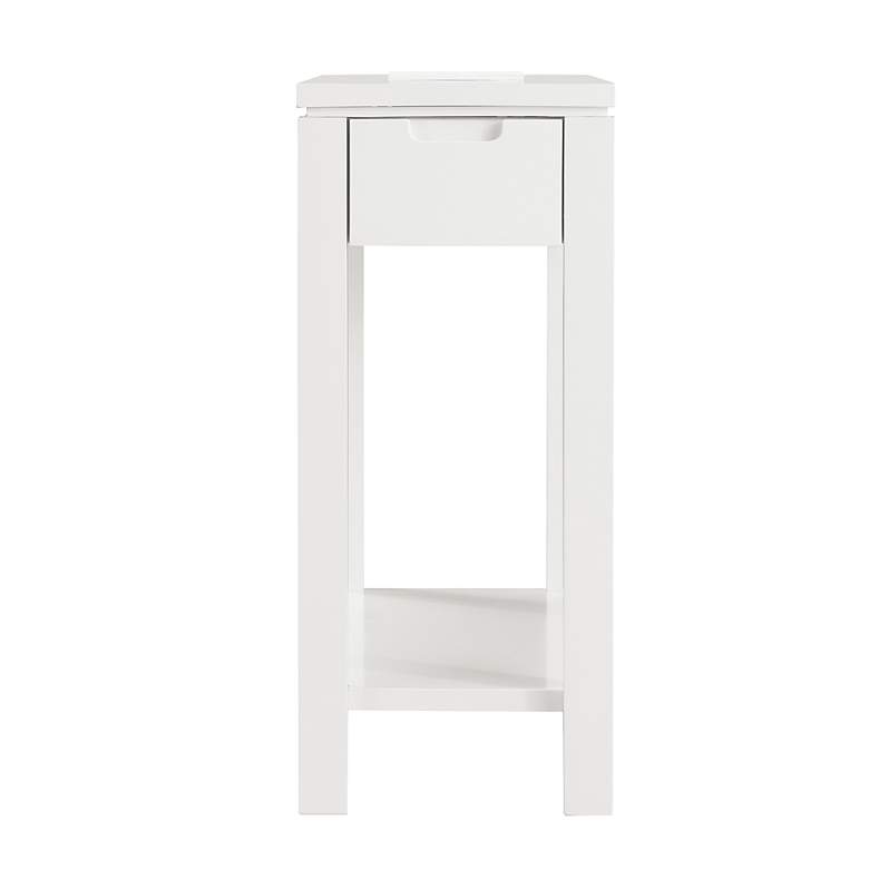 Image 6 Cade 10 inchW White Wood 1-Drawer Side Table with AC/USB Outlet more views