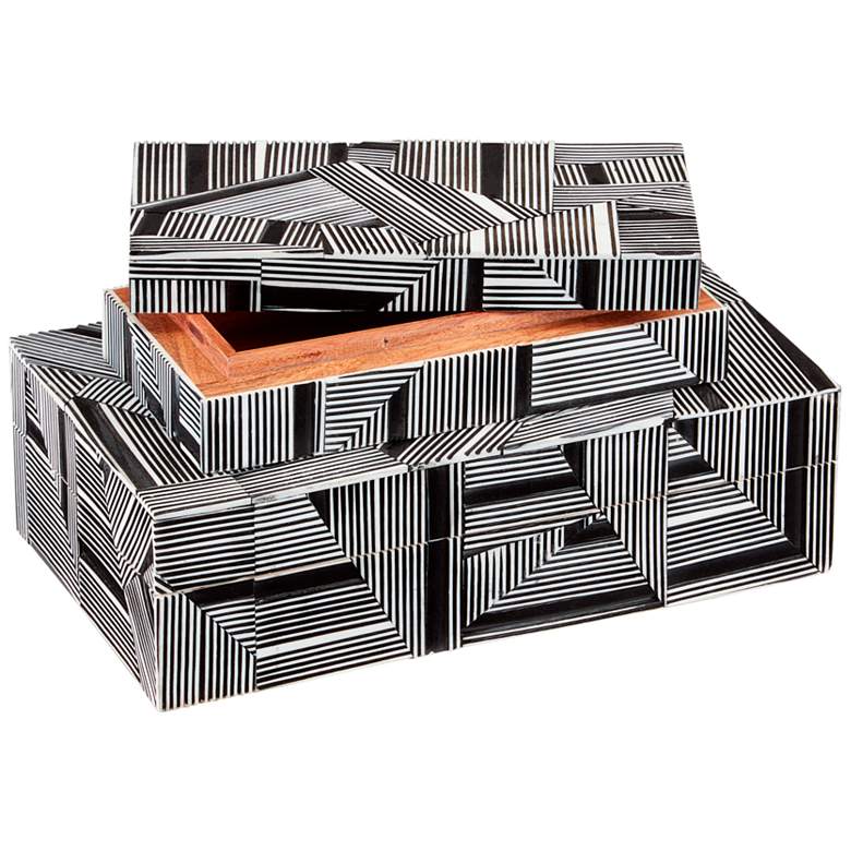 Image 3 Cade Black White Rectangular Decorative Boxes Set of 2 more views