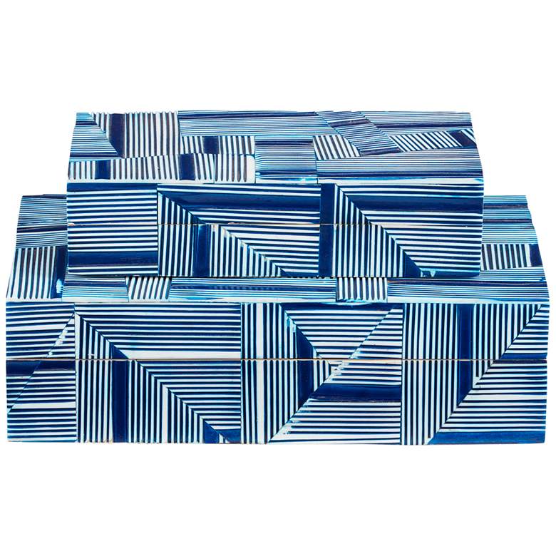 Image 1 Cade Blue White Rectangular Decorative Boxes Set of 2