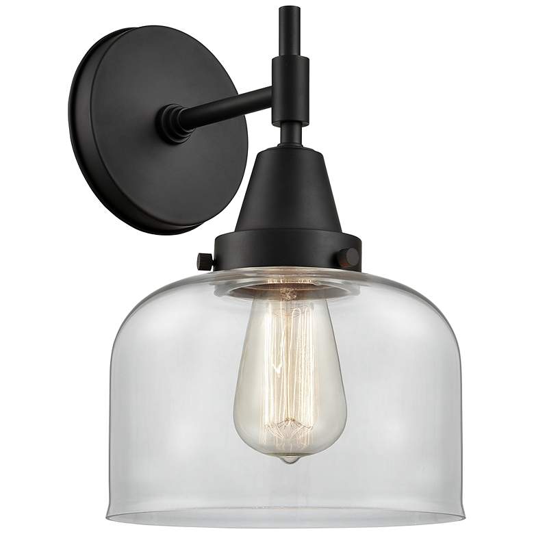 Image 1 Caden 11 inch High Matte Black Sconce w/ Clear Shade
