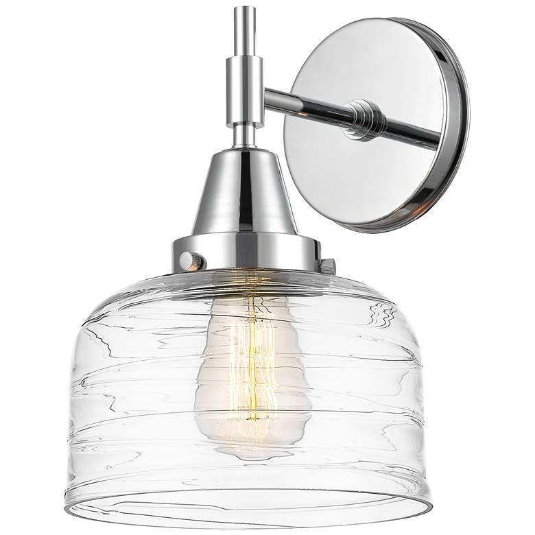Image 1 Caden 11" High Polished Chrome Sconce w/ Clear Deco Swirl Shade