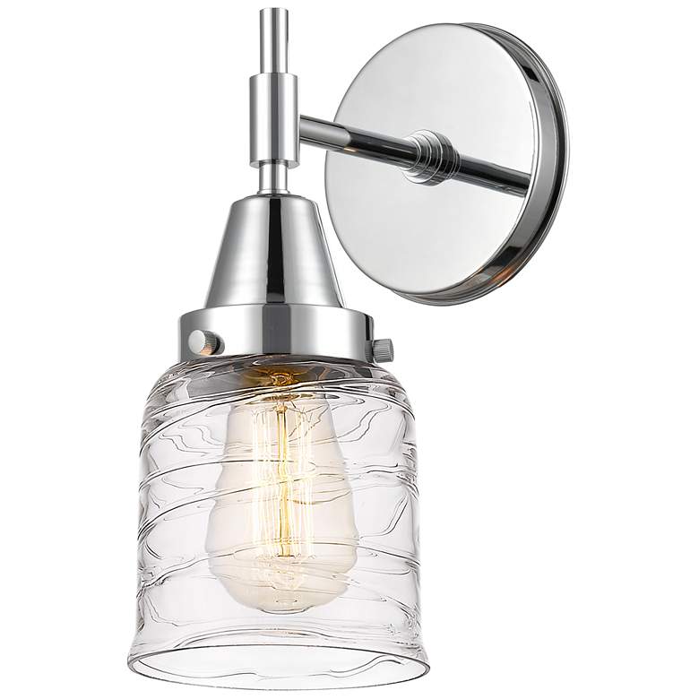 Image 1 Caden 11" High Polished Chrome Sconce w/ Deco Swirl Shade