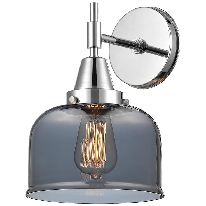 Image 1 Caden 11" High Polished Chrome Sconce w/ Plated Smoke Shade