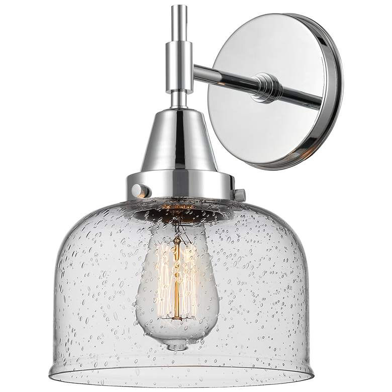 Image 1 Caden 11" High Polished Chrome Sconce w/ Seedy Shade