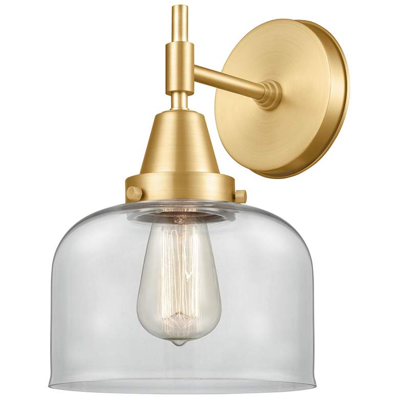 Image 1 Caden 11" High Satin Gold Sconce w/ Clear Shade
