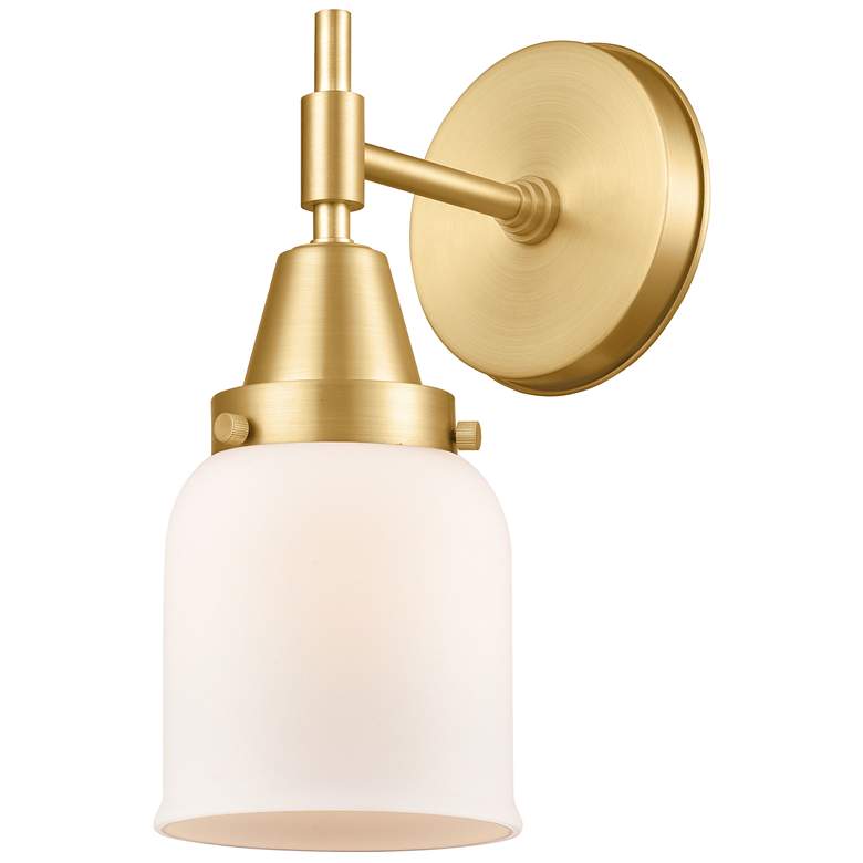 Image 1 Caden 11" High Satin Gold Sconce w/ Matte White Shade