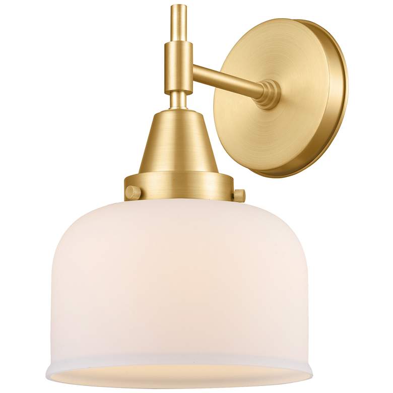 Image 1 Caden 11" High Satin Gold Sconce w/ Matte White Shade