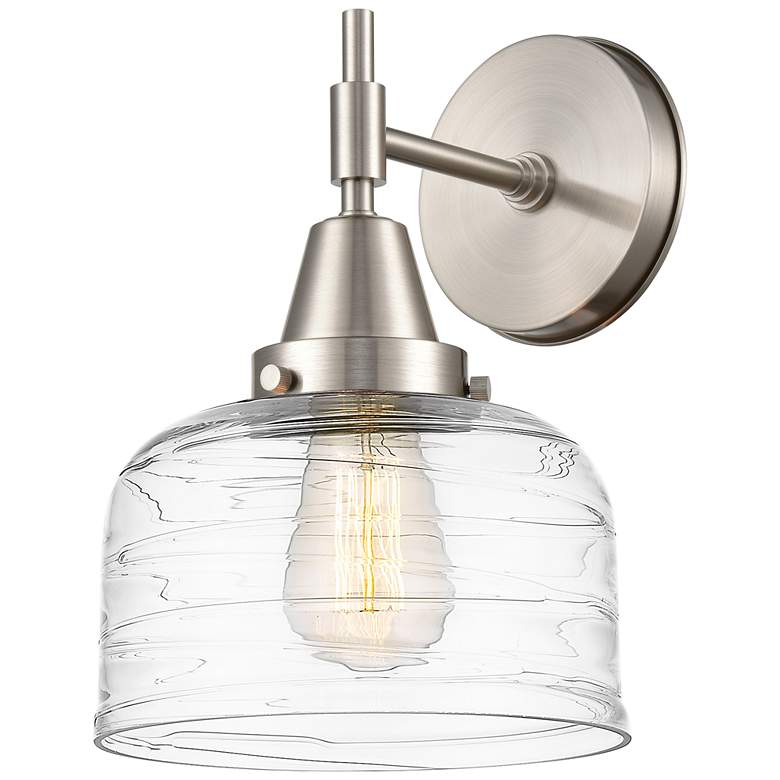 Image 1 Caden 11" High Satin Nickel Sconce w/ Clear Deco Swirl Shade