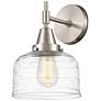 Caden 11" High Satin Nickel Sconce w/ Clear Deco Swirl Shade