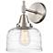 Caden 11" High Satin Nickel Sconce w/ Clear Deco Swirl Shade