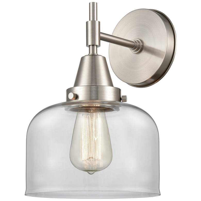 Image 1 Caden 11 inch High Satin Nickel Sconce w/ Clear Shade