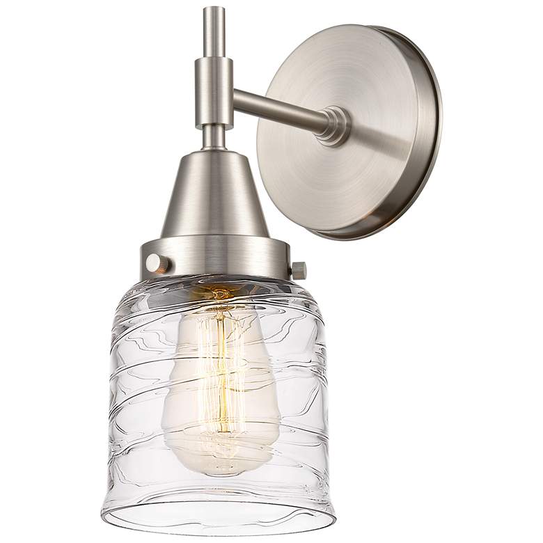 Image 1 Caden 11" High Satin Nickel Sconce w/ Deco Swirl Shade