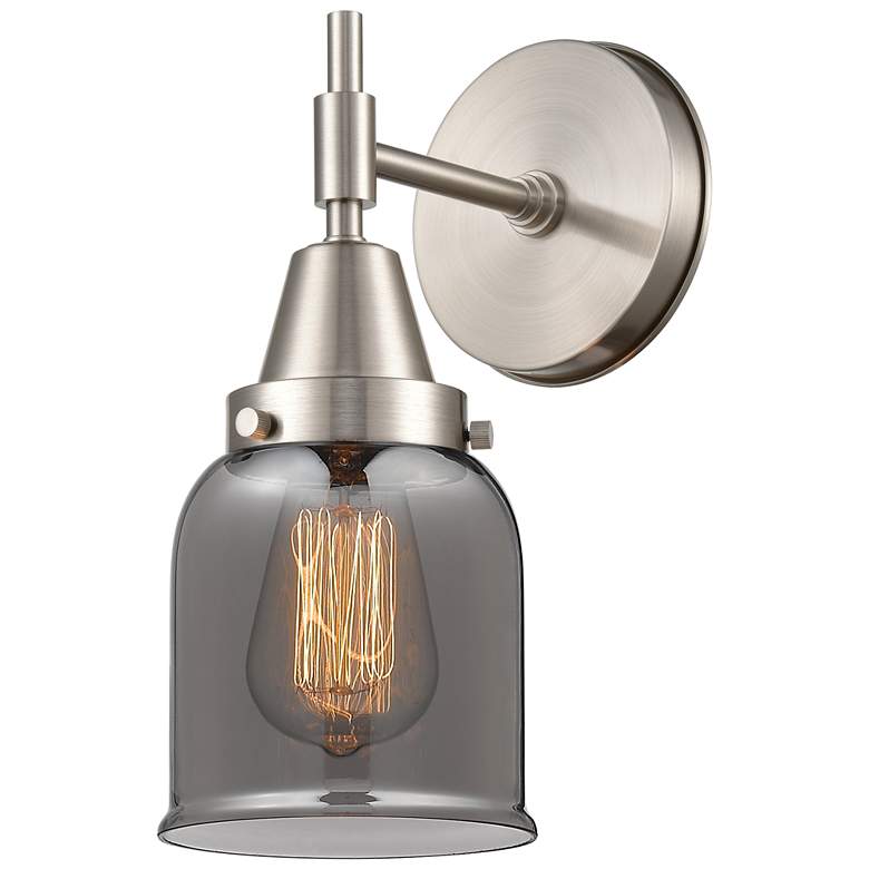 Image 1 Caden 11" High Satin Nickel Sconce w/ Plated Smoke Shade