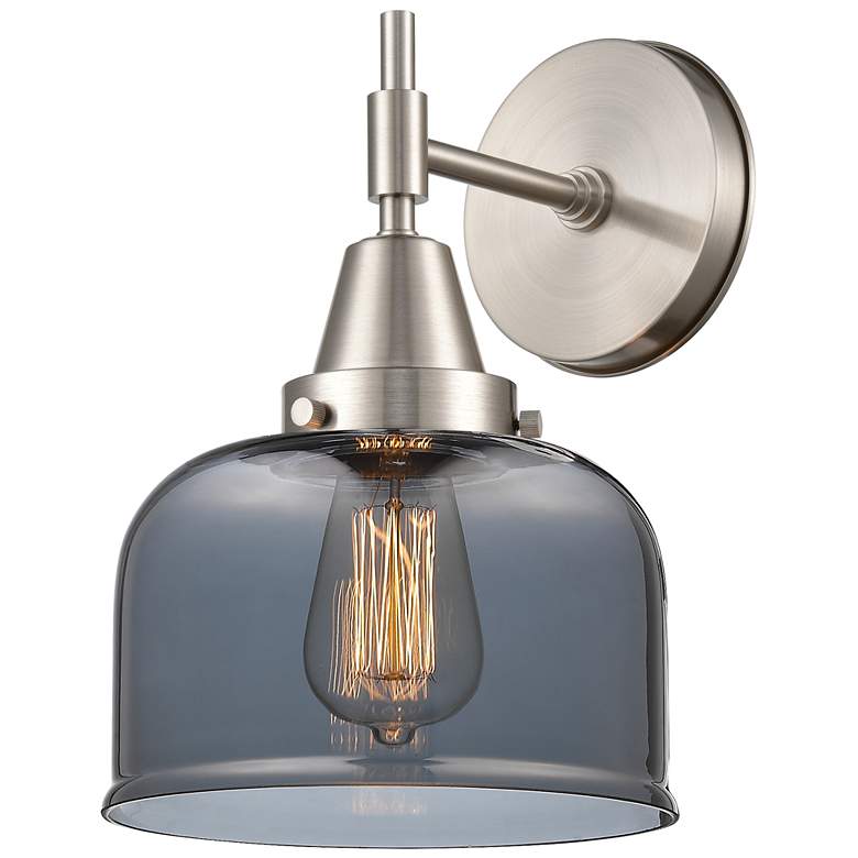 Image 1 Caden 11" High Satin Nickel Sconce w/ Plated Smoke Shade