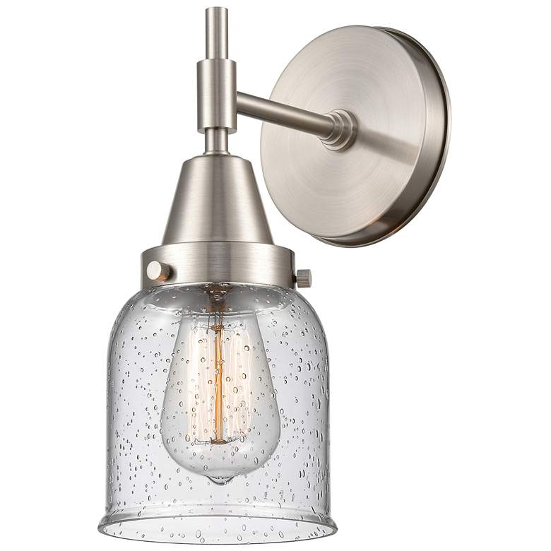 Image 1 Caden 11" High Satin Nickel Sconce w/ Seedy Shade