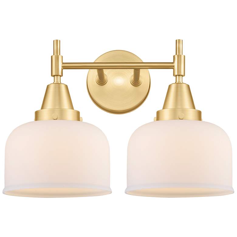 Image 1 Caden 11"H Satin Gold 2-Light Wall Sconce with White Glass
