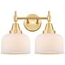 1_Caden 11"H Satin Gold 2-Light Wall Sconce with White Glass