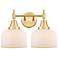 Caden 11"H Satin Gold 2-Light Wall Sconce with White Glass