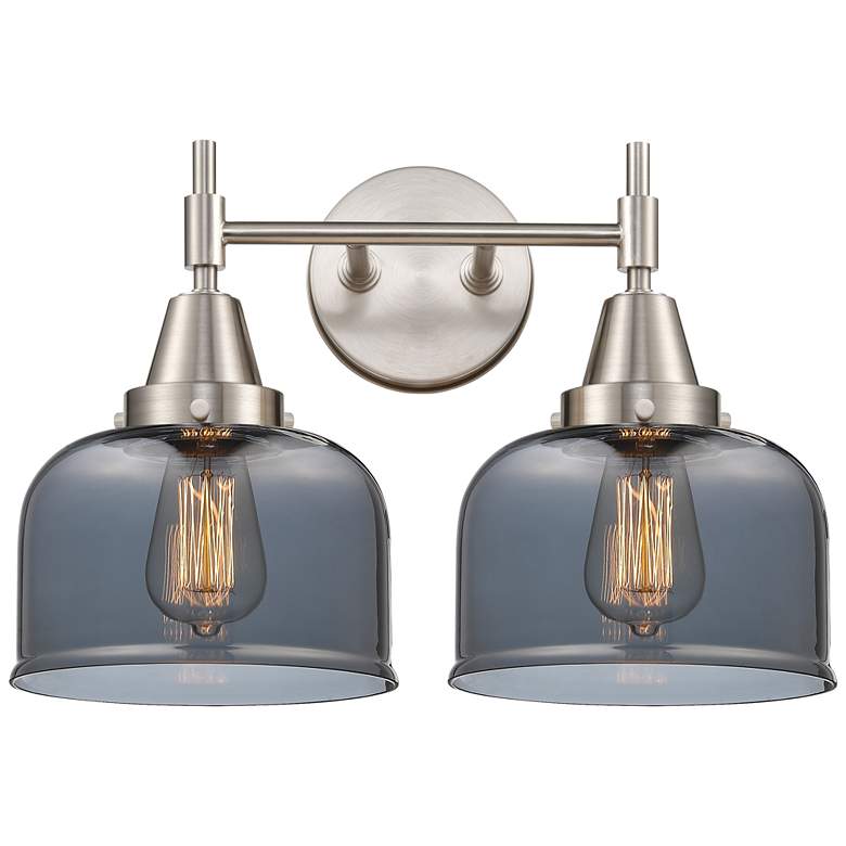 Image 1 Caden 11"H Satin Nickel 2-Light Wall Sconce w/ Smoke Glass