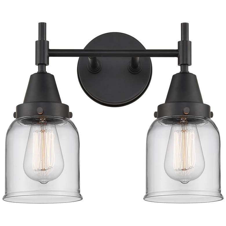 Image 1 Caden 14" Wide 2 Light Matte Black Bath Vanity Light w/ Clear Shade