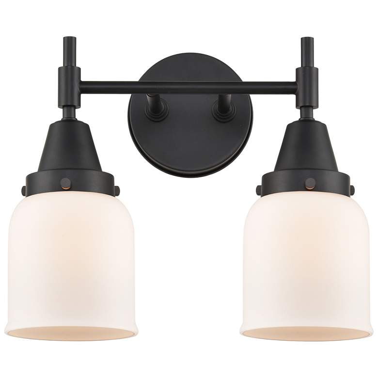 Image 1 Caden 14" Wide 2 Light Matte Black Bath Vanity Light w/ Matte White Sh