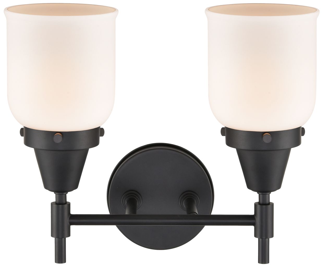 Thumbnail2 of Caden 14" Wide 2 Light Matte Black Bath Vanity Light w/ Matte White Sh more views