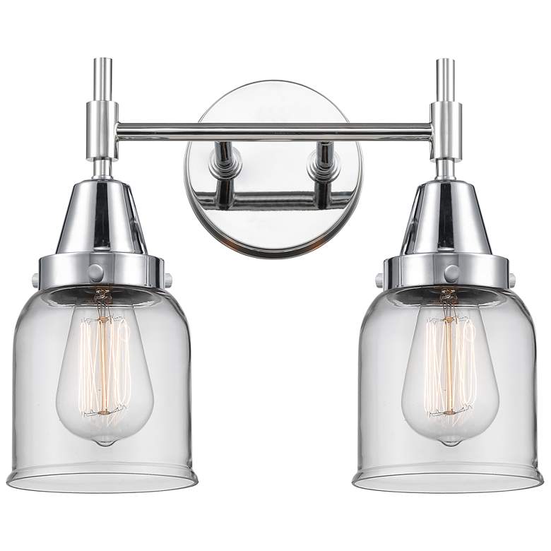 Image 1 Caden 14" Wide 2 Light Polished Chrome Bath Vanity Light w/ Clear Shad