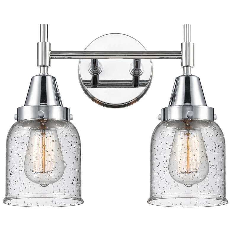 Image 1 Caden 14" Wide 2 Light Polished Chrome Bath Vanity Light w/ Seedy Shad