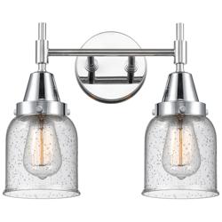 Caden 14" Wide 2 Light Polished Chrome Bath Vanity Light w/ Seedy Shad
