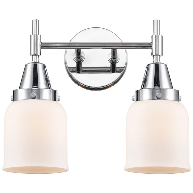 Image 1 Caden 14" Wide 2 Light Polished Chrome Bath Vanity Light w/ White Shad