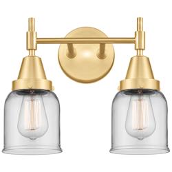 Caden 14" Wide 2 Light Satin Gold Bath Vanity Light w/ Clear Shade
