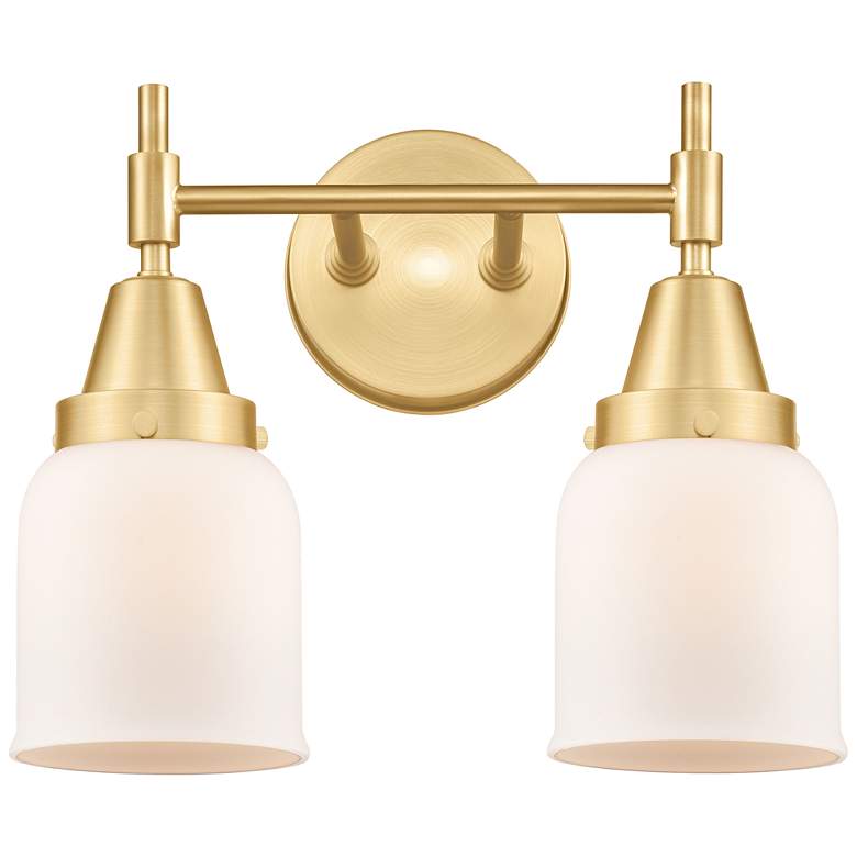 Image 1 Caden 14" Wide 2 Light Satin Gold Bath Vanity Light w/ Matte White Sha