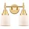 Caden 14" Wide 2 Light Satin Gold Bath Vanity Light w/ Matte White Sha