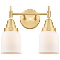Caden 14" Wide 2 Light Satin Gold Bath Vanity Light w/ Matte White Sha