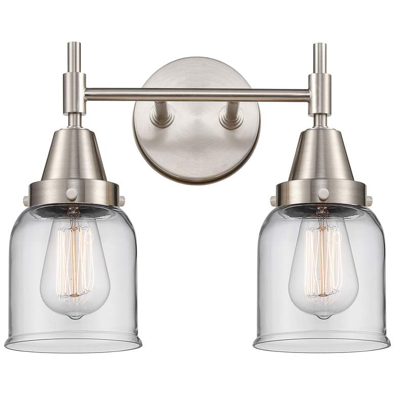 Image 1 Caden 14" Wide 2 Light Satin Nickel Bath Vanity Light w/ Clear Shade