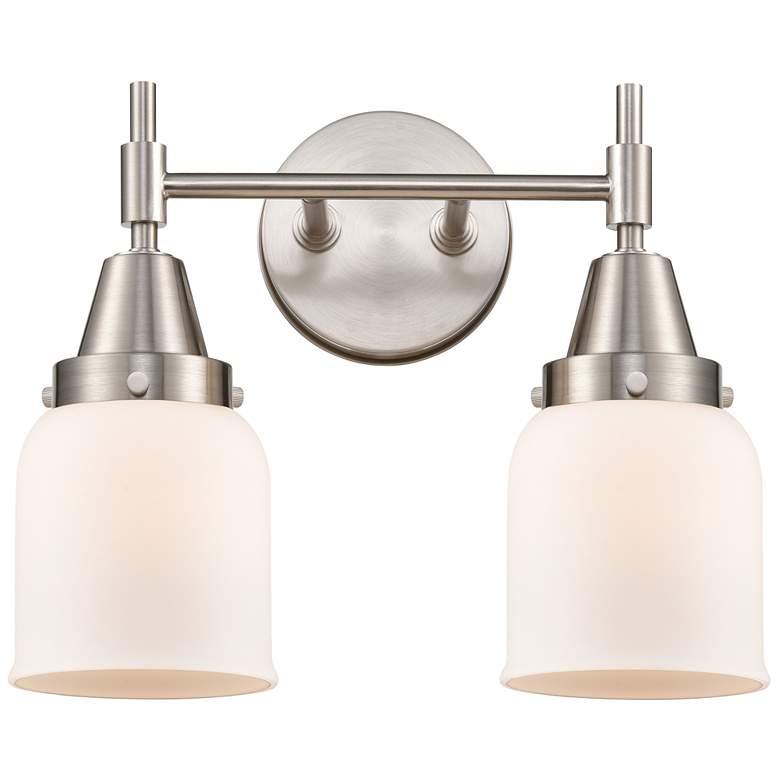 Image 1 Caden 14" Wide 2 Light Satin Nickel Bath Vanity Light w/ Matte White S