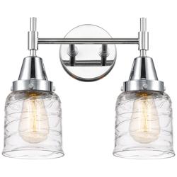 Caden 14"W 2 Light Polished Chrome Bath Vanity Light w/ Deco Swirl Sha