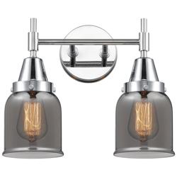 Caden 14"W 2 Light Polished Chrome Bath Vanity Light w/ Plated Smoke S