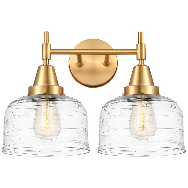 Image 1 Caden 17" Wide 2 Light Gold Bath Vanity Light w/ Deco Swirl Shade