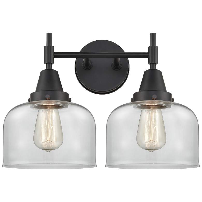 Image 1 Caden 17" Wide 2 Light Matte Black Bath Vanity Light w/ Clear Shade