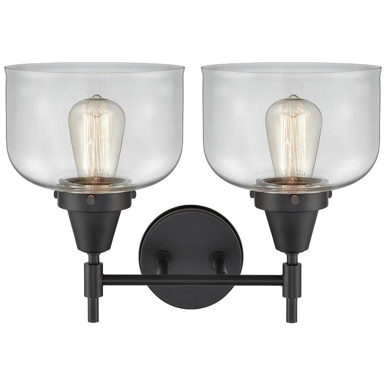 Image 2 Caden 17" Wide 2 Light Matte Black Bath Vanity Light w/ Clear Shade more views