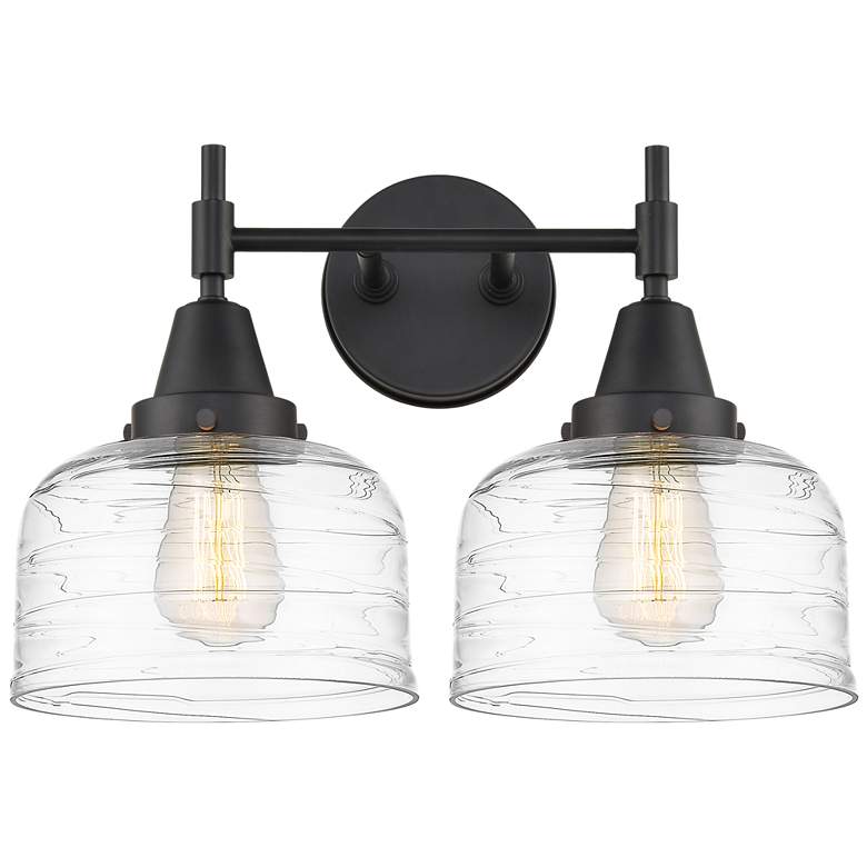 Image 1 Caden 17" Wide 2 Light Matte Black Bath Vanity Light w/ Deco Swirl Sha