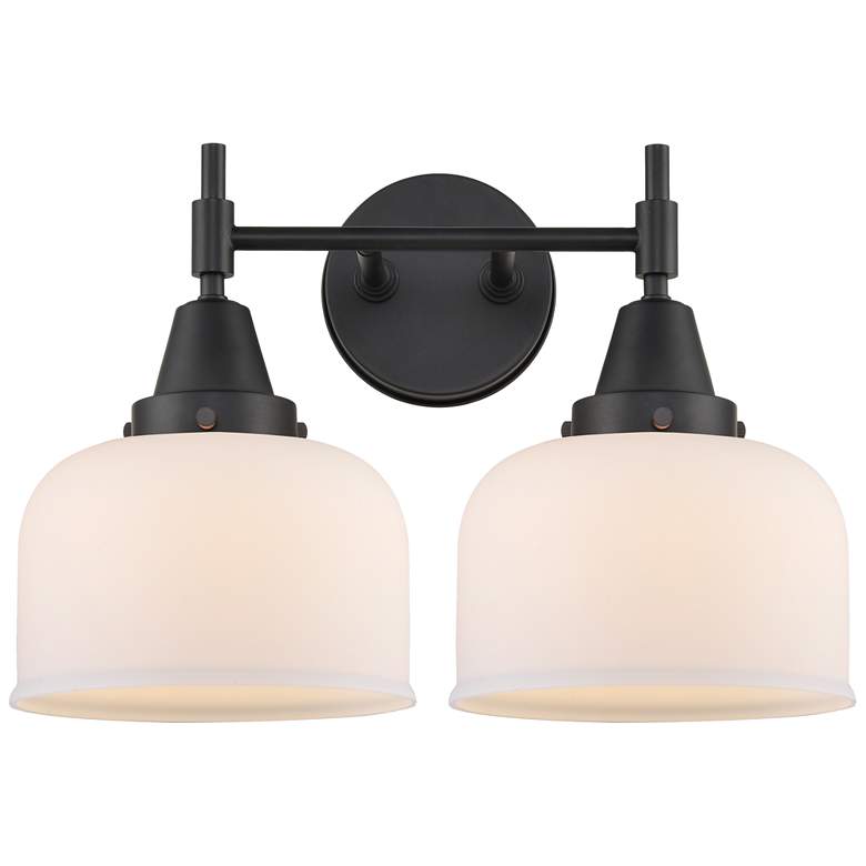 Image 1 Caden 17" Wide 2 Light Matte Black Bath Vanity Light w/ Matte White Sh