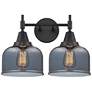 Caden 17" Wide 2 Light Matte Black Bath Vanity Light w/ Plated Smoke S