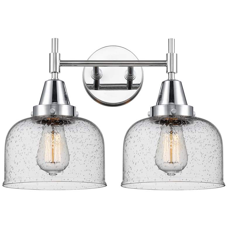Image 1 Caden 17" Wide 2 Light Polished Chrome Bath Vanity Light w/ Seedy Shad