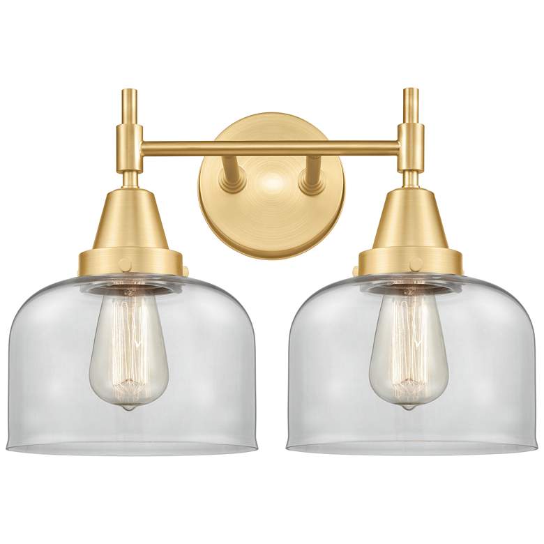 Image 1 Caden 17" Wide 2 Light Satin Gold Bath Vanity Light w/ Clear Shade