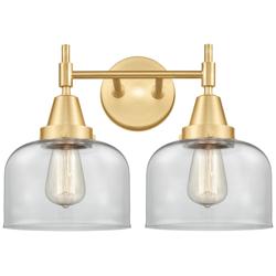 Caden 17" Wide 2 Light Satin Gold Bath Vanity Light w/ Clear Shade