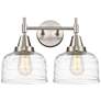Caden 17" Wide 2 Light Satin Nickel Bath Vanity Light w/ Deco Swirl Sh