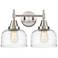Caden 17" Wide 2 Light Satin Nickel Bath Vanity Light w/ Deco Swirl Sh