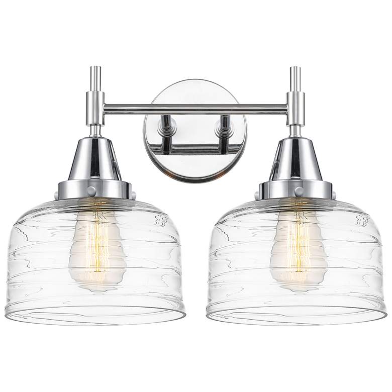Image 1 Caden 17"W 2 Light Polished Chrome Bath Vanity Light w/ Deco Swirl Sha